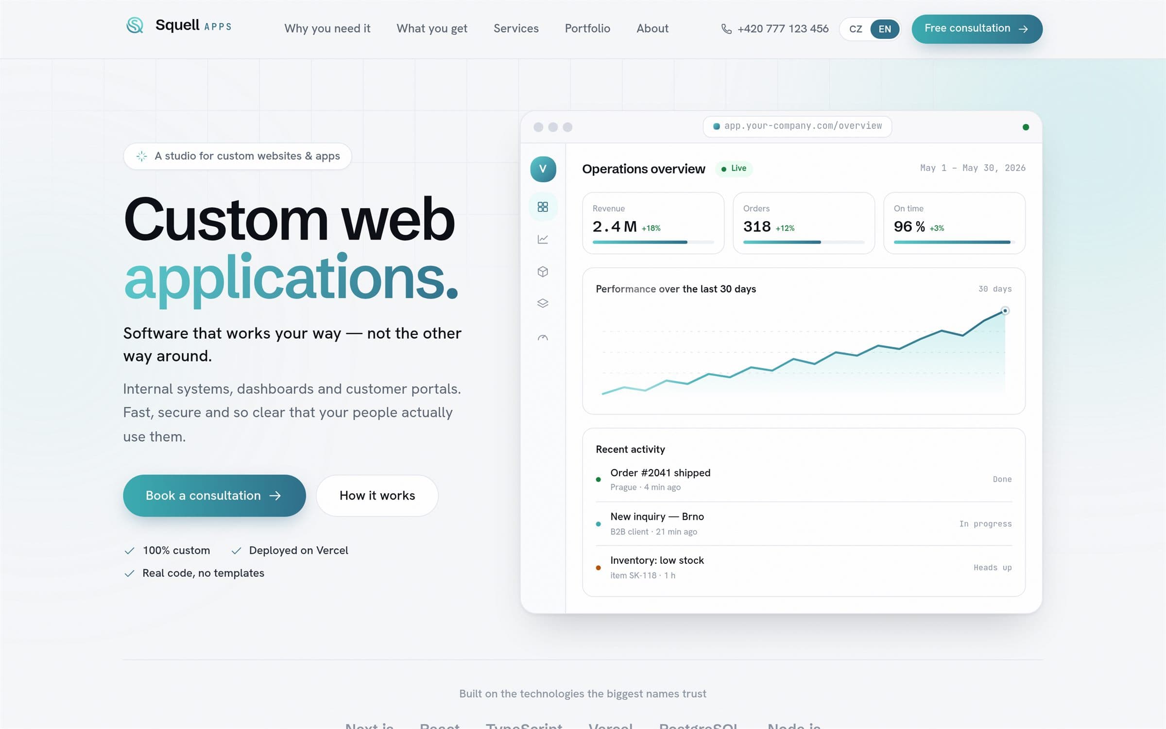 Ukázka webu od Squell — apps.squell.cz